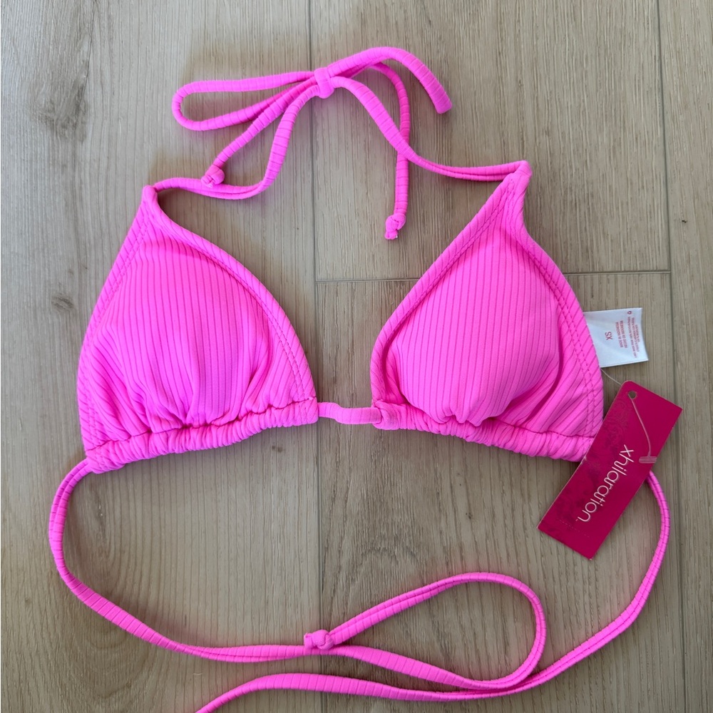 Xhilaration Pink Triangle Bikini Top with Adjustable Ties